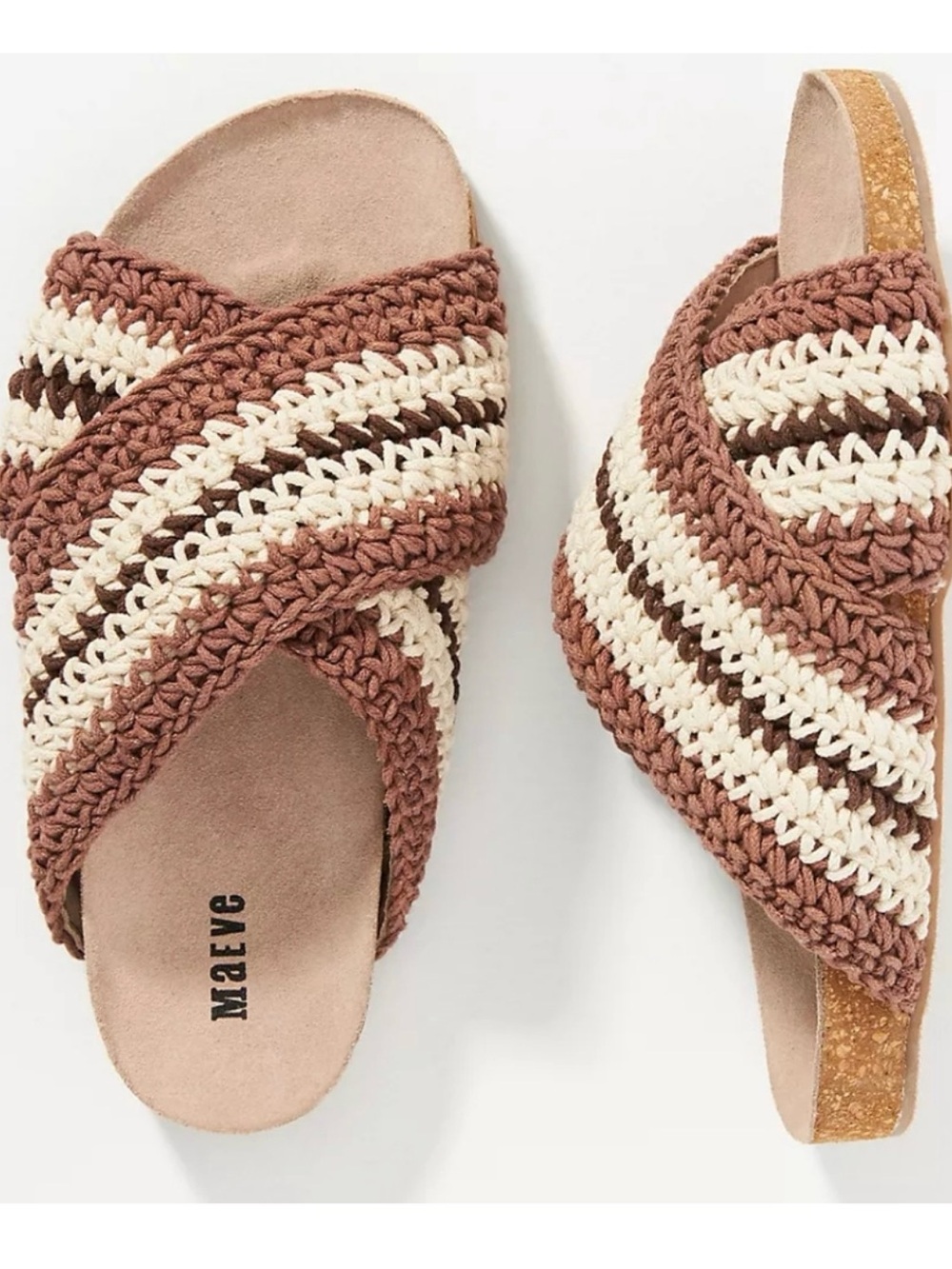 Anthropologie Maeve crochet cross-strap Slide sandals Sz 39